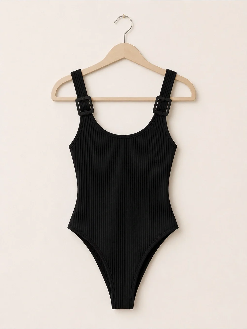 Aerie Real Good Black Ribbed One-Piece Swimsuit | Size Large - Picture 1 of 5
